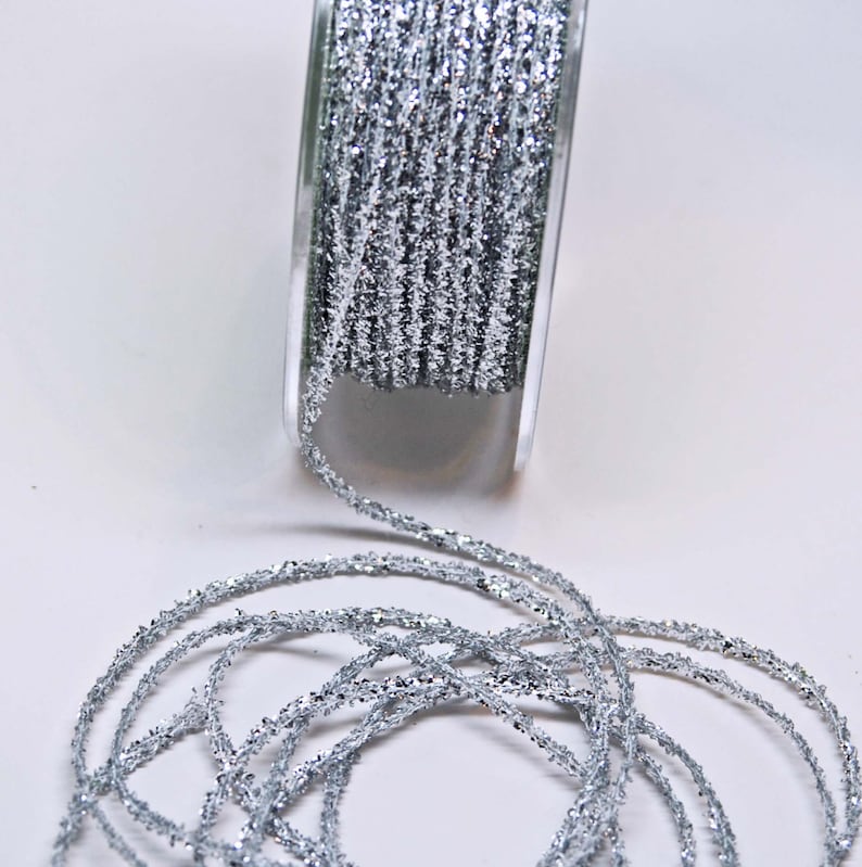 Silver Tinsel String Thin Silver Sparkle 10 Yards Etsy