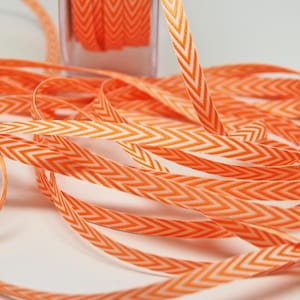 Gestreiftes Chevron Köperband -- 1/4 Zoll -- Dreamsicle Orange Weiß