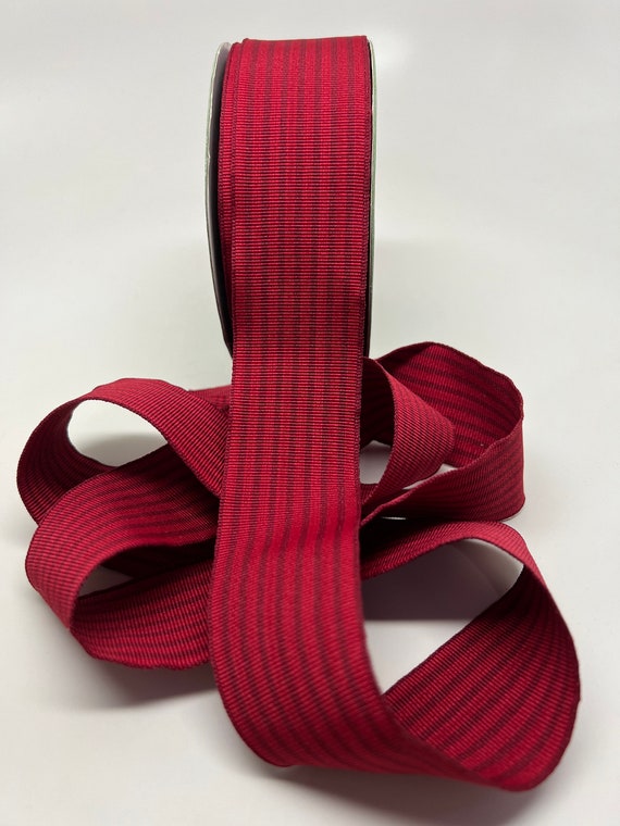 Striped Grosgrain Ribbon 3 / 8 Inches Burgundy and Maroon 