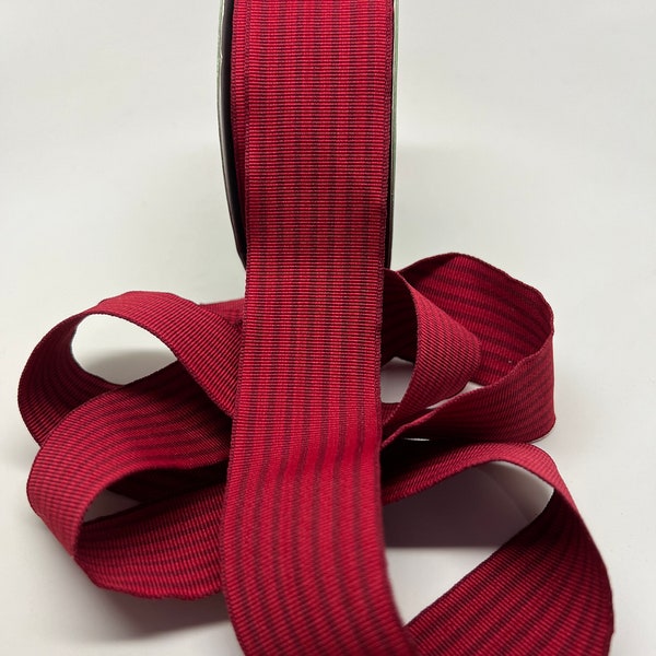 Striped Grosgrain Ribbon -- 1.5 inches -- Burgundy and Maroon