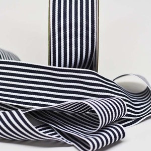 Nastro grosgrain a righe BULK 15 yard -- 1,5 pollici -- Blu navy scuro bianco