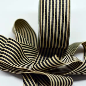 BULK Gestreiftes Ripsband 15 Meter - 1,5 Zoll - Schwarz Creme
