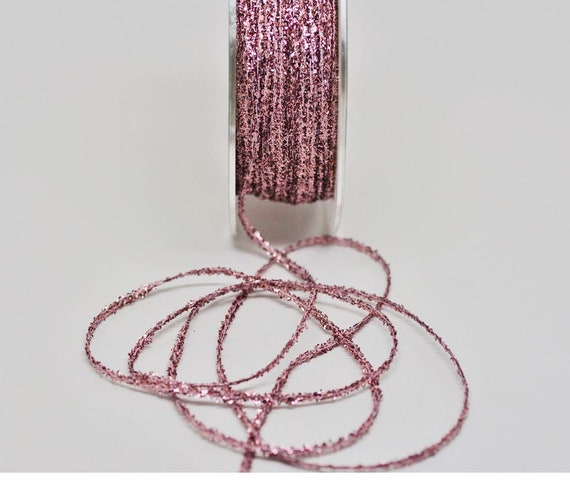 Pink Tinsel String -- Thin -- Light Pink Sparkle 10 yards