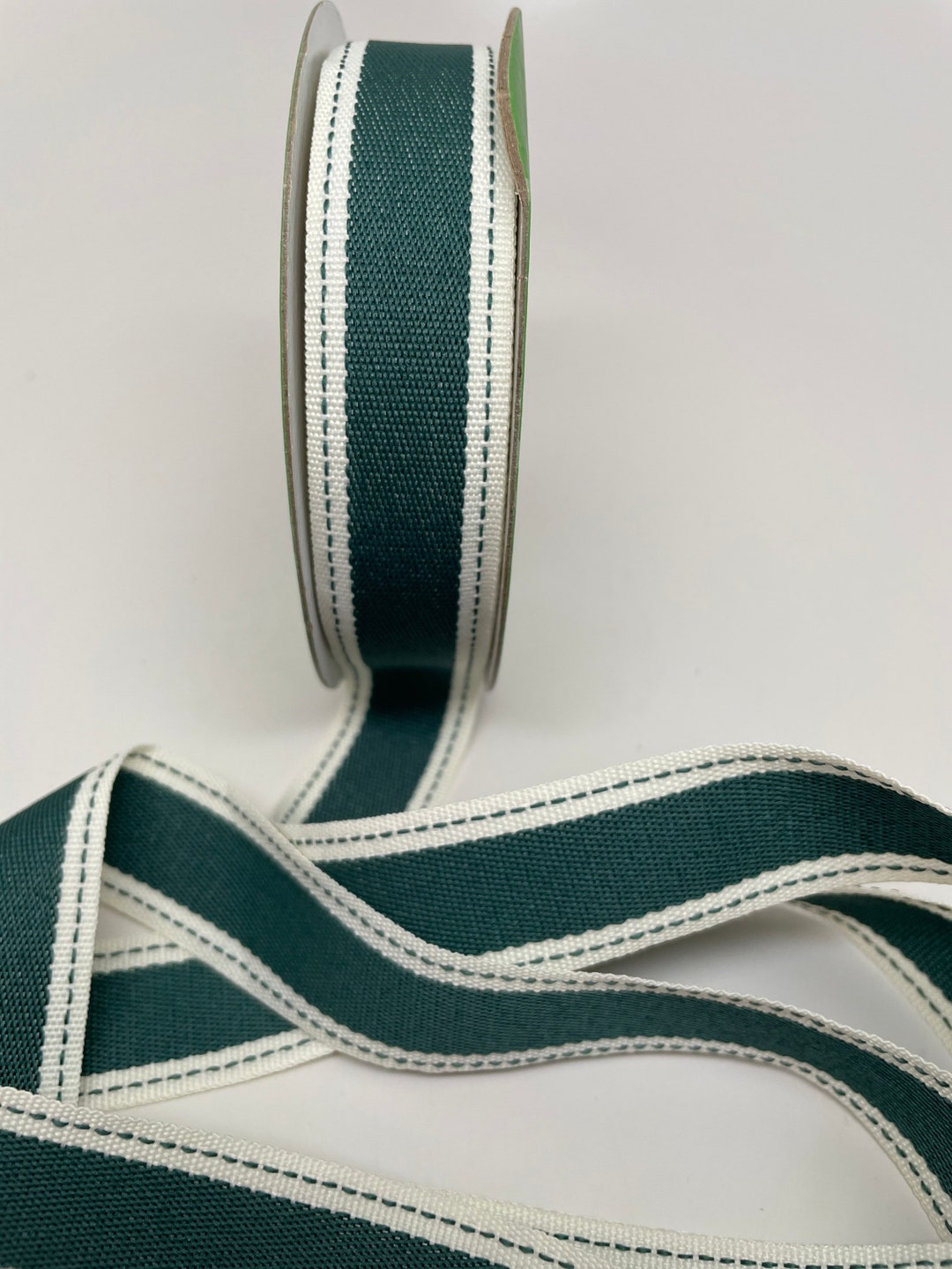 Solid Color Band Ribbon With Stitched Edge -- 1 Inch -- Dark Green ...
