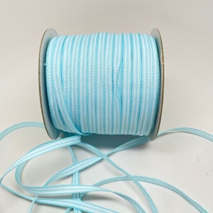 Grosgrain Striped Ribbon -- 3/16 inch -- Light Blue White
