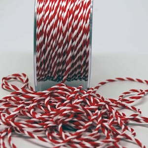Candy Stripe Twisted Rope - Rot Weiß - 1/16 Zoll - Pfefferminzrot Weiß - 3 Meter