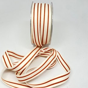 Baumwoll-Streifenband 5/8 Zoll - Natur Rost - Off White Orange Cream