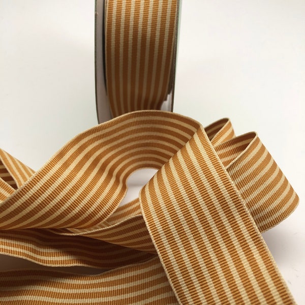 Striped Grosgrain Ribbon -- 1.5 inches -- Honey Cream