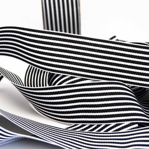 Striped Grosgrain Ribbon -- 1.5 inches -- Black White
