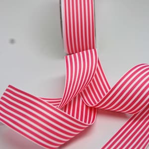 Cinta de grosgrain a rayas - 1,5 pulgadas - Blanco rosa