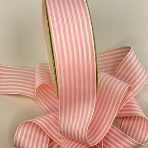 Gestreiftes Ripsband - 1,5 Zoll - Baby Rosa Creme