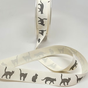 Katoenen canvaslint kattenprint -- 3/4 inch -- Black Cat Kitten