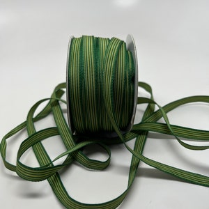 Ruban gros-grain rayé -- 3/8 pouces -- Lime et vert chasseur