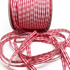 Einfarbiges Karoband - 1/4 inch - Rot Weiß