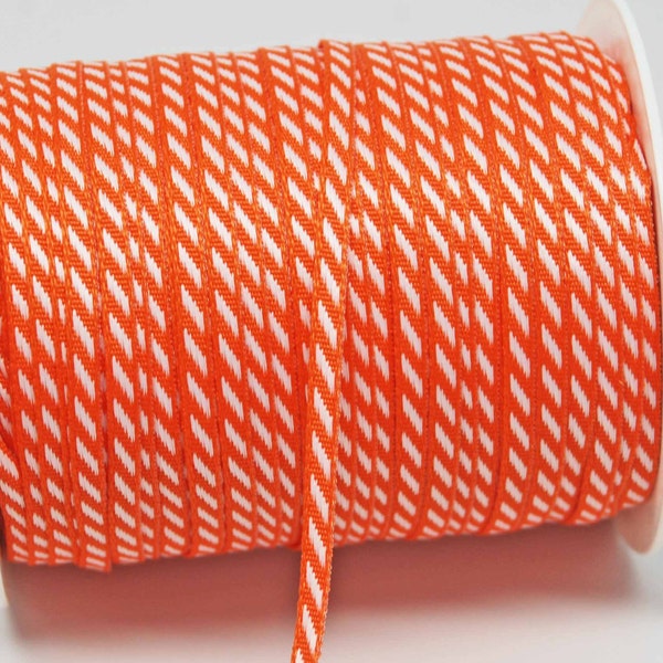 Solid Diagonal Stripe Ribbon -- 1/8 inch -- Tangerine Orange