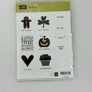 DESTASH -- Stampin Up -- Got Treats - milk carton treat box rubber stamp set