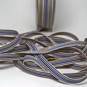 Gestreiftes Ripsband -- 3 / 8 Zoll -- Royal Blau Creme 3 yds