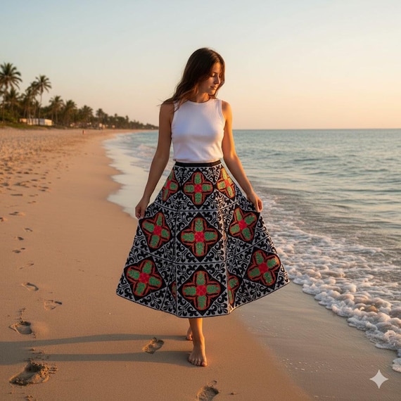 sea mosaic floral crochet dress FAIRY SEASON Crochet Beach Cover Up with 3D Camellia Flowers, Bell Sleeve Resort Cover Up