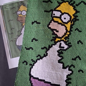 Homer Simpson-mozaïekhaakpatroon pdf – haakpatroon overlay – Meme-haakontwerp – direct digitaal downloaden