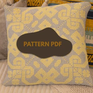 Mosaic Crochet Pillow Pattern PDF | Overlay Crochet Home Decor Chart | Digital Download DIY Gift | Ethnic Square Motif