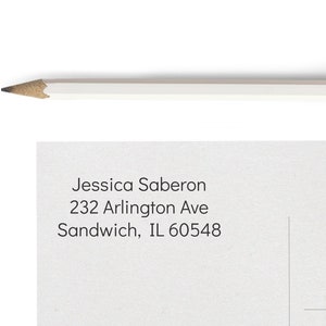 Custom return address stamp featuring simple sans serif font - (1 7/8 x 3/4) Small stamp (#20355)