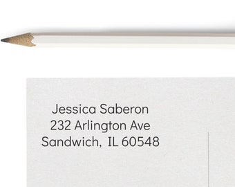 Custom return address stamp featuring simple sans serif font - (1 7/8 x 3/4) Small stamp (#20355)