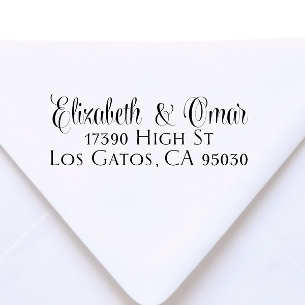 Personalized Custom Return Address Stamp featuring the couple's Name (20374) 2 1/2 x 1 Self-inking or mounted with a handle.