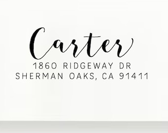 Return Address Stamp - Calligraphy & Handwriting Font. (Handlettered font) Handle or Self-Inking Return Address Stamp (20496) 2 1/2 X 1