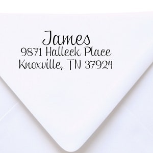 Custom Address Stamp - Personalized Family Last Name Stamper for Address, Self Inking or Wood Handle Stamp, Cursive Stamp