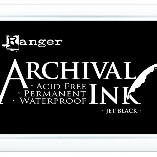 Ranger Archival Ink Pad 2" x 3", Waterproof, Acid Free, Permanent Ink, Use with water-based dye inks, acrylic paint & over alcohol inks.