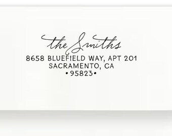 Custom Address Stamp, Family Return Address Stamps, The Smith stamp is approx. 2 1/2” x 1”. Wood handle or self-inking stamp.