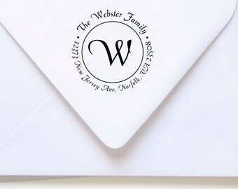 Single Initial Custom Family Personalized Self Inking Stamp ( featuring a Calligraphy Font) - (20294)
