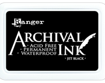 Ranger Archival Ink Pad 2" x 3", Waterproof, Acid Free, Permanent Ink, Use with water-based dye inks, acrylic paint & over alcohol inks.