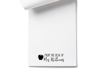 From the Desk of or From The Classroom of Stamp, Teacher Stamp, Custom Apple Stamp, Teacher Gift, Self-inking, Wood Handle, Pre Inked Stamp