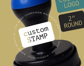 Custom 2-Inch Round Eco-Friendly Stamp - Custom Logo Stamp or Image Stamp with Handle with Dust Cover Included