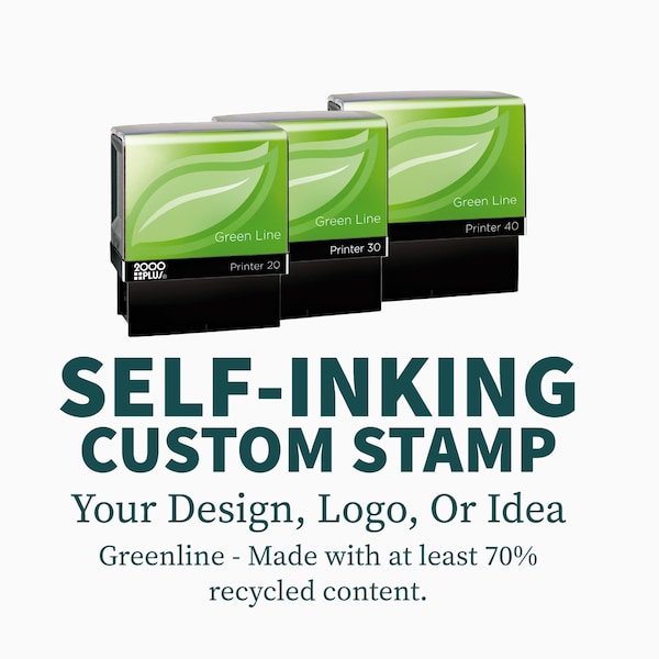 Do It Yourself Stamp - Custom Self-inking Stamp - Pick from 20 fonts or your fonts or custom image or logo, Custom Stamp, recycled content