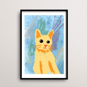 Contemporary Cat Art Modern Feline Wall Decor