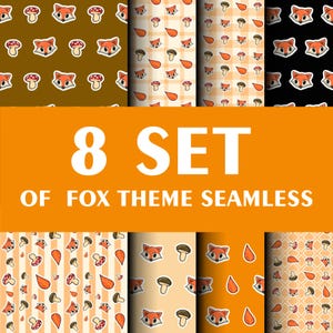 Hand Drawn Fox Seamless Pattern: Vintage Digital Papers SVG, PNG (Commercial Use