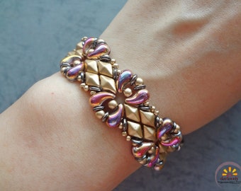 DIY Beaded PDF Pattern - Golden Zoli Bracelet (BB280) - Beading Jewelry Tutorial, Beadwork Tutorial, Beadweaving Pattern, Digital Download