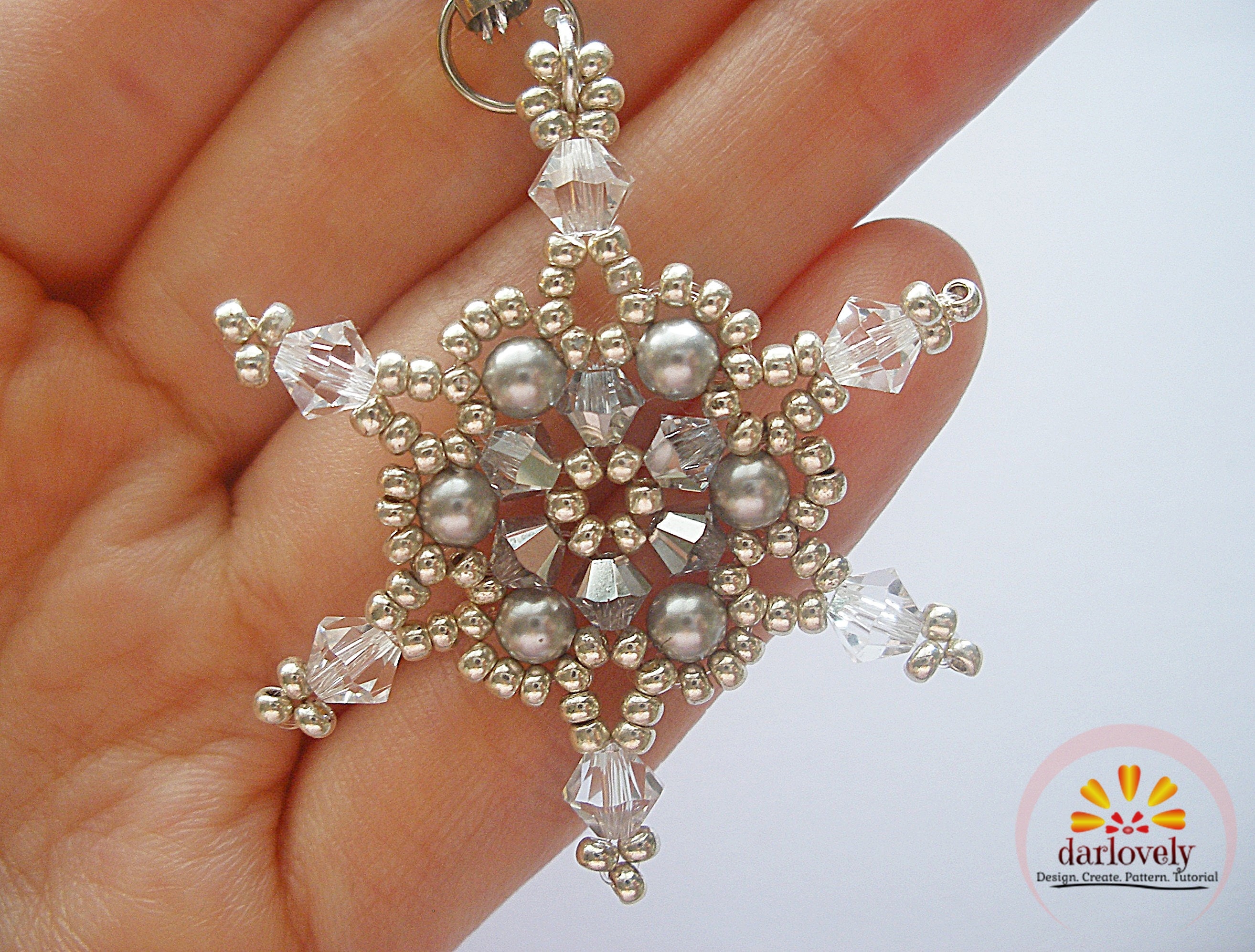 Christmas Beading Snowflake Tutorial Pattern Shimmering Snowflake Charm