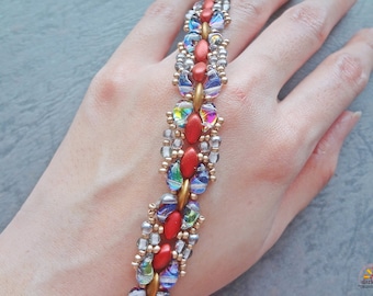 Beaded Bracelet Pattern - Zoli Lovely Bracelet (BB299) - DIY Beading Jewelry, PDF Tutorial, Irisduo beads, MobyDuo beads (Instant Download)
