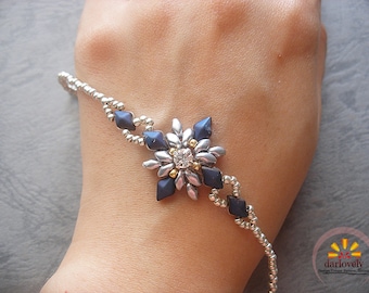 Beaded DiamonDuo Bracelet Pattern - Snow Flower Bracelet (XM031) - Beading Jewelry PDF Tutorial (Instant Download)