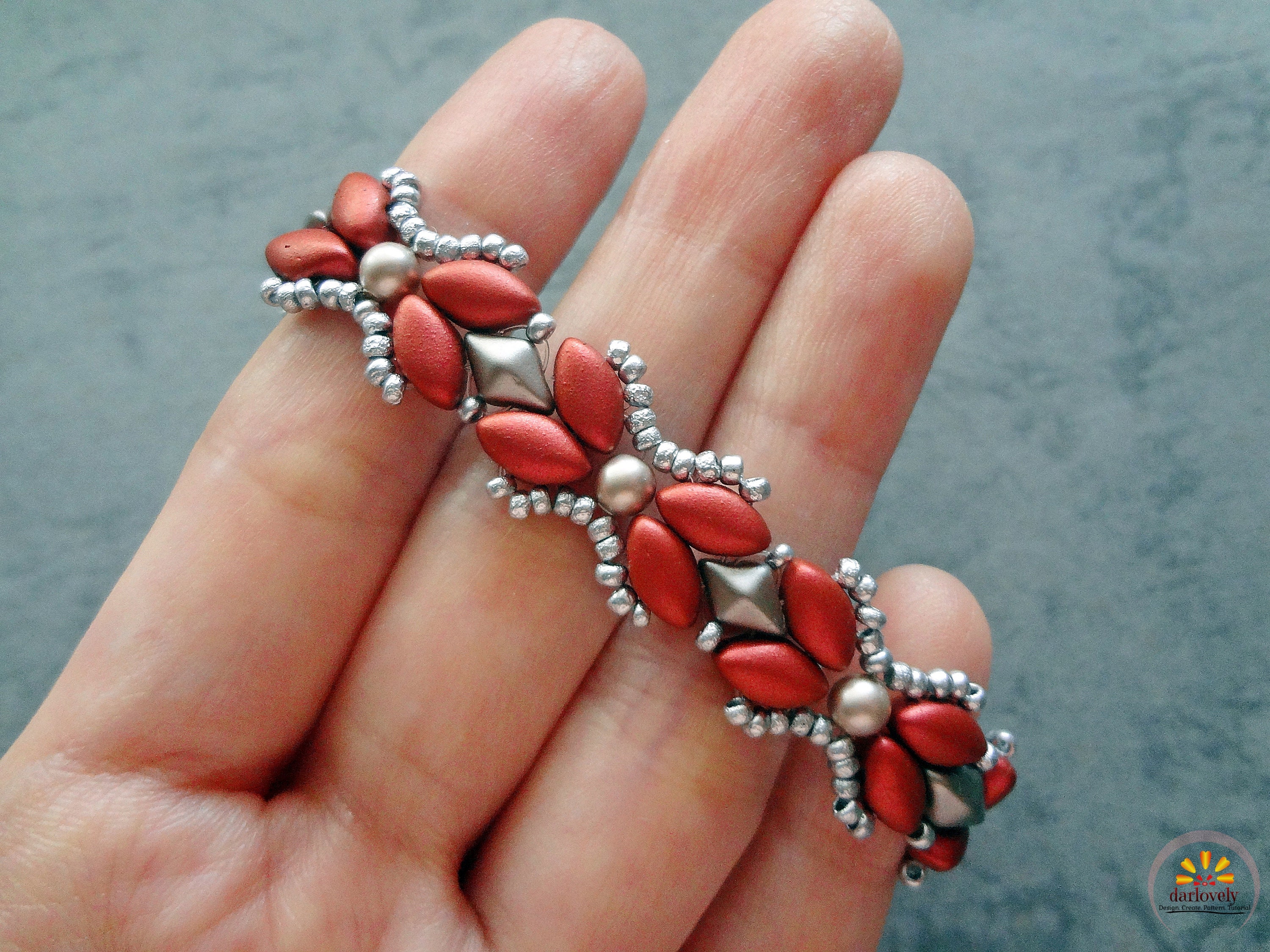 DIY Beaded Pattern - Red Bow Ribbon Bracelet (BB302) - Beading Jewelry ...