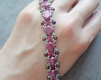 Beaded Bracelet PDF Pattern - Enchanted Floral Bracelet (BB379) - DIY Beading Jewelry Tutorial, Instant Download, Silky beads, bicone