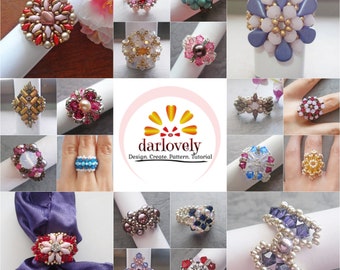 Diy Ring Patterns - 20 Ring Tutorials (Ring Bundle 2) @70% OFF - Beading Tutorial, beadweaving jewelry making, pattern tutorial, download