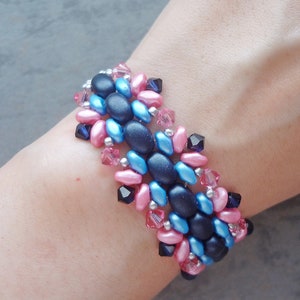 Beaded DIY SuperDuo Bracelet Pattern - Baby Sweet Bracelet (BB319) - Beadwoven Jewelry making, PDF Tutorial, Digital Download