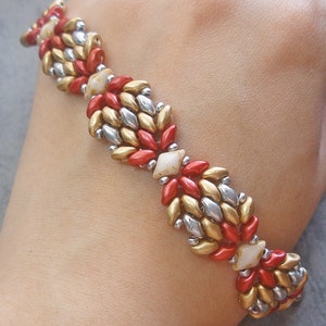 Patrón de cuentas DIY - Pulsera de alas con flores de primavera (BB244) - Joyería con cuentas, Tutorial en PDF, Pulsera en PDF, Trabajo con cuentas, Patrón de tejido con cuentas, SuperDuo