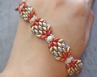 Patrón de cuentas DIY - Pulsera de alas con flores de primavera (BB244) - Joyería con cuentas, Tutorial en PDF, Pulsera en PDF, Trabajo con cuentas, Patrón de tejido con cuentas, SuperDuo