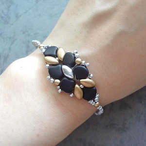 DIY Beaded Ginko Flower Bracelet Pattern: Jewelry PDF Tutorial (BB358)