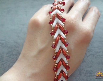 DIY Beaded PDF Pattern - Red White Arrow Bracelet (BB317) - Beading Jewelry, Beadwork Tutorial, Beadweaving Pattern, Digital Download